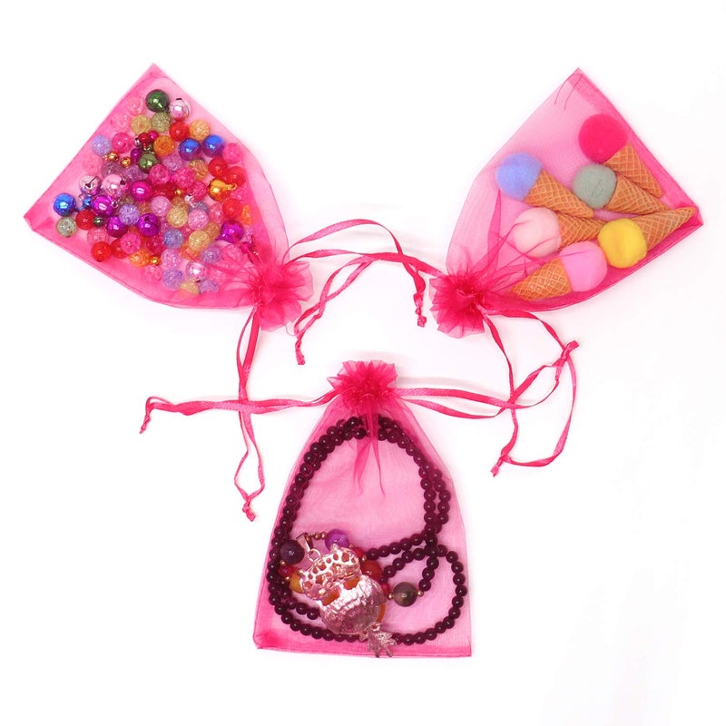 Bezall 100Pcs Hot Pink Organza Bags 5x7 Inch, Small Jewelry Drawstring Gift Bags, Sheer Wedding Favor Party Festival Candy Pouches - Image 5